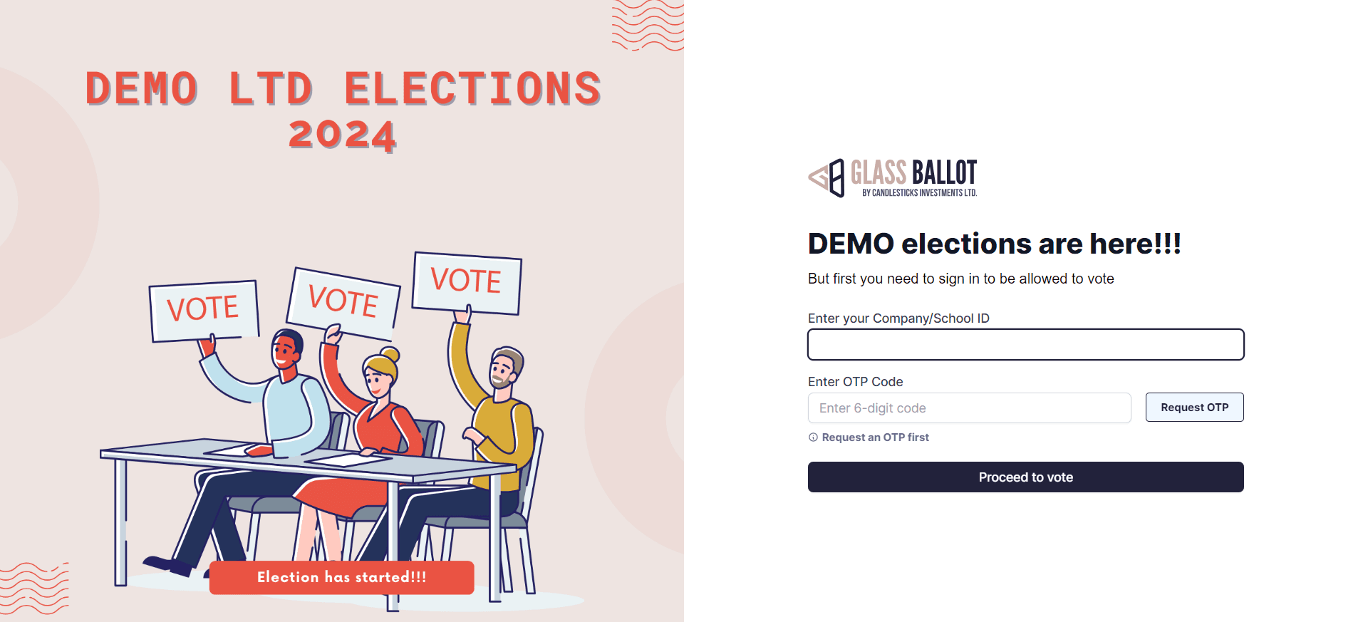 Hero Image of the Glass Ballot Website